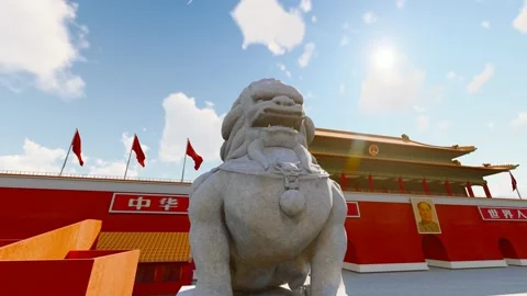 The sun rises in Tiananmen Square, Beijing Stock Footage 172137397