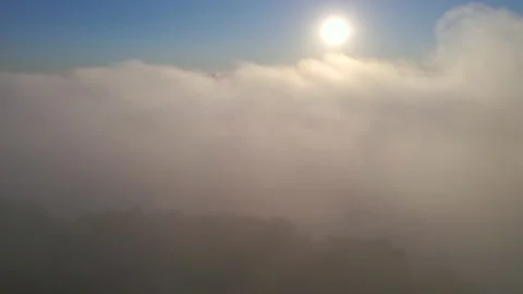 Sun is Rising Above Endless Sea of Clouds Until Horizon. Amazing Nature Stock Footage 213907622