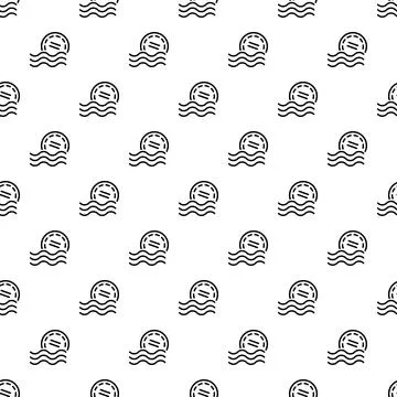 Sun rising above ocean waves seamless pattern Stock Illustration