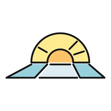 Sun rising abstract line icon vector illustration Stock Illustration