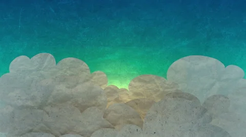 Sun rising behind the clouds with paper texture Video stock 44903454