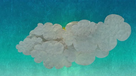 Sun rising behind the clouds with paper texture Video stock 44903632