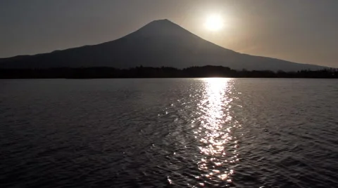 Sun is rising behind Mt. Fuji Fujiyama, Japan Stock Footage 53204331
