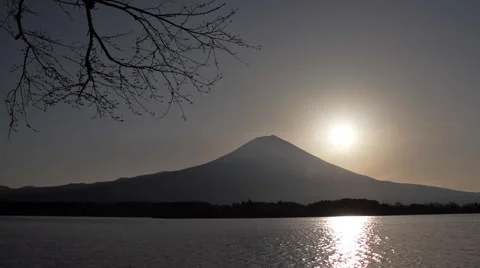 Sun is rising behind Mt. Fuji, Japan Stock Footage 53204414