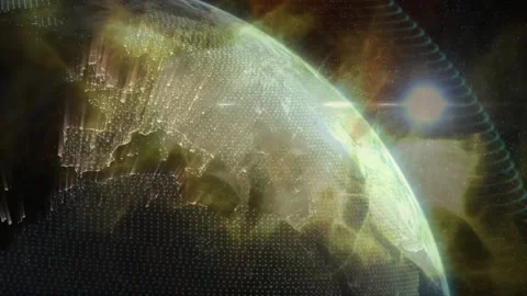 Sun rising, dotted grid forming pillars ... | Stock Video | Pond5