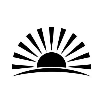 Sun Rising on Horizon Silhouette Vector Illustration for New Day Concept Stock Illustration