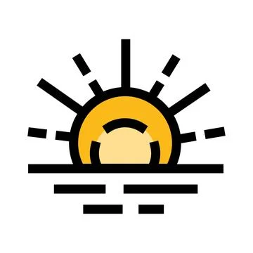 Sun rising or setting over horizon weather icon Stockillustratie