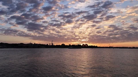 Sun Rising Over Amsterdam IJ Waterfront Timelapse Stock Footage 342134077