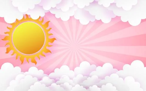 Sun rising over the cloud on abstract background.paper Stock Illustration