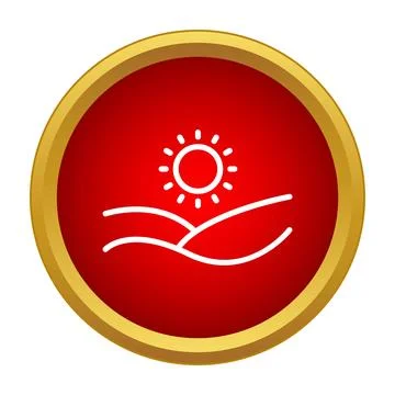 Sun rising over hills simple icon design Ilustração Stock