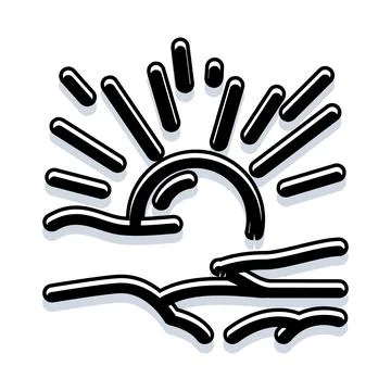 Sun rising over horizon bringing new day concept Stock Illustration