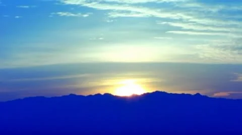Sun Rising Over Mountain Ridge 5sec Stock Footage
