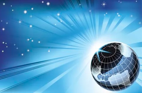 Sun rising over night time planet earth background Ilustração Stock