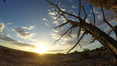 Sun rising over a vast desert landscape. Stock Footage 133376017