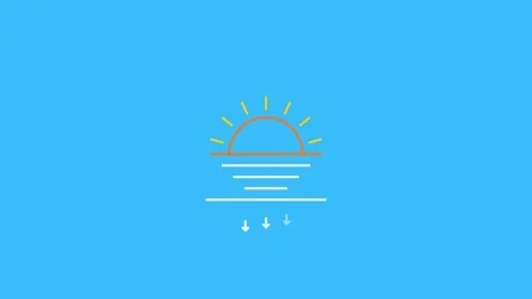 Sun rising over the water with light rays and arrows animation. 4K Video stock 341694875