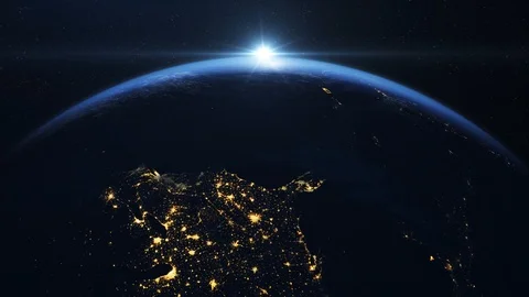 Sun rising in space over USA Stock Footage 96678085