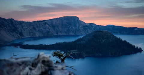 Sun Rising time lapse at Crater Lake National Park Stock Footage 68630991