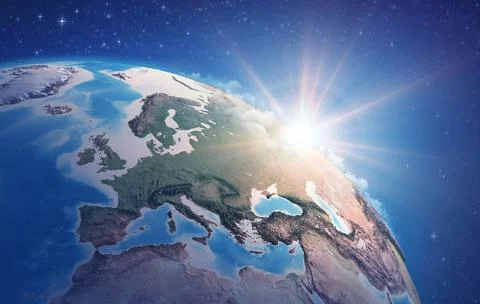Sun rising upon the Earth Stock Illustration