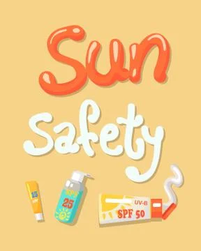 Sun Safety Poster Elements Vector Illustration Stock Illustration