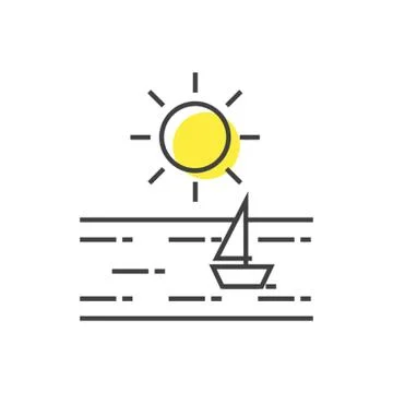 A Sun With Sailboat Illustration Illustrazione stock