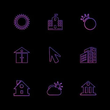 Sun , school , buildings, pointer , arrow , ecology , sun , cloud , rain , we イラスト素材