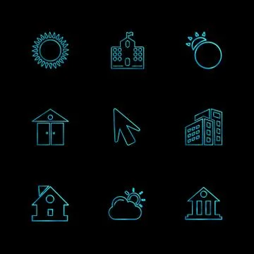 Sun , school , buildings, pointer , arrow , ecology , sun , cloud , rain , we イラスト素材