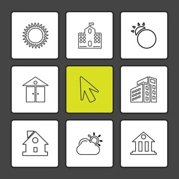 Sun , school , buildings, pointer , arrow , ecology , sun , cloud , rain , we イラスト素材