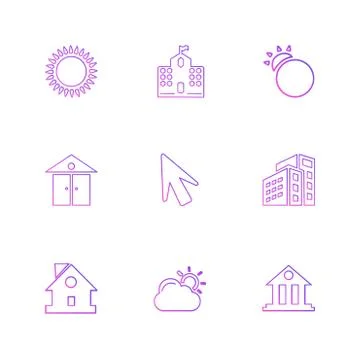 Sun , school , buildings, pointer , arrow , ecology , sun , cloud , rain , we イラスト素材