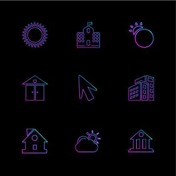 Sun , school , buildings, pointer , arrow , ecology , sun , cloud , rain , we イラスト素材