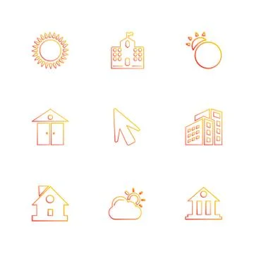 Sun , school , buildings, pointer , arrow , ecology , sun , cloud , rain , we イラスト素材