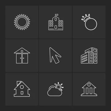 Sun , school , buildings, pointer , arrow , ecology , sun , cloud , rain , we イラスト素材