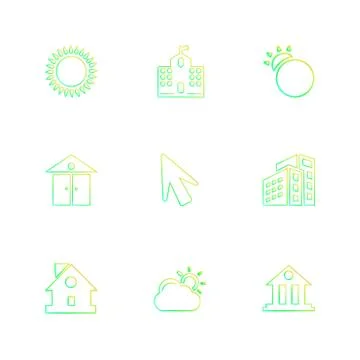 Sun , school , buildings, pointer , arrow , ecology , sun , cloud , rain , we イラスト素材