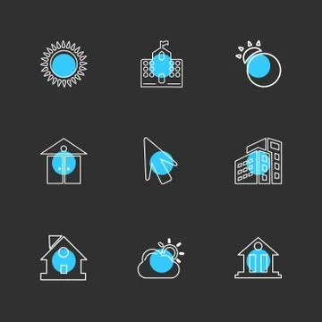 Sun , school , buildings, pointer , arrow , ecology , sun , cloud , rain , we イラスト素材