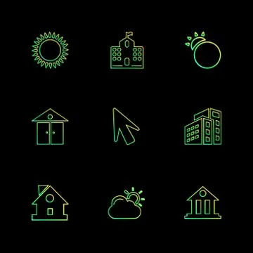 Sun , school , buildings, pointer , arrow , ecology , sun , cloud , rain , we イラスト素材