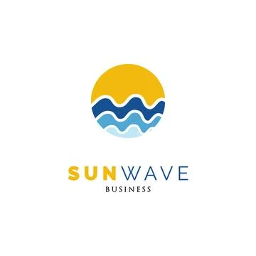 Sun with Sea Waves Icon Logo Design Template Stock-Illustration