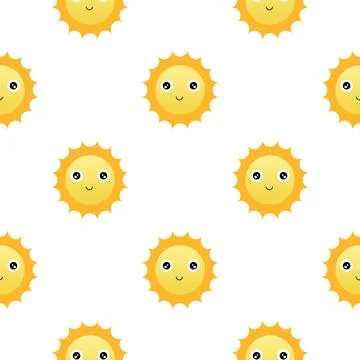 Sun seamless pattern with cheerful face 3 Illustrazione stock