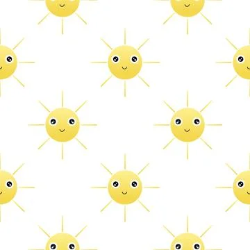 Sun seamless pattern with cheerful face 2 Illustrazione stock