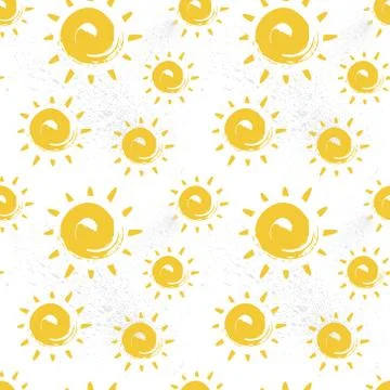 Sun Seamless Pattern Colorful Summer Ornament Background Style Stock Illustration