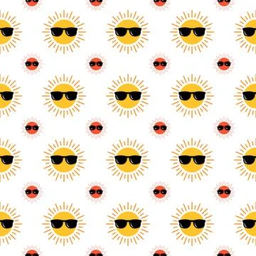 Sun seamless pattern. Colorful sun seamless pattern Stock Illustration