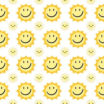 Sun seamless pattern. Colorful sun seamless pattern Stock Illustration
