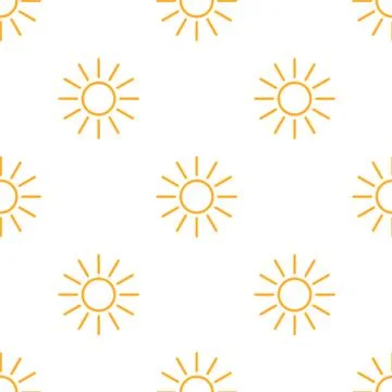 Sun seamless pattern with line icons. Sunny summer background for baby fabric Illustrazione stock