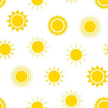 Sun seamless pattern. Solar energy. Heat rays. Vector illustration Illustrazione stock