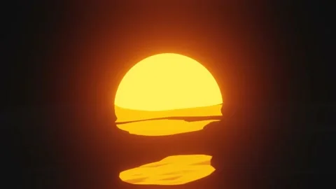 Sun set and sea animation video Stock Footage 147049255