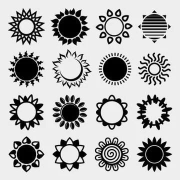 Sun set. Collection icon sun. Vector Stock Illustration
