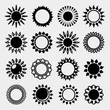 Sun set. Collection icon sun. Vector Stock Illustration
