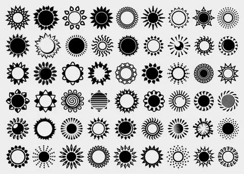 Sun set. Collection icon sun. Vector Illustrazione stock