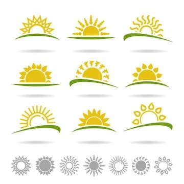 Sun set. Collection icon sun. Vector Illustrazione stock