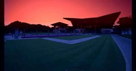 Sun set down the building architect Stock Footage 78699516