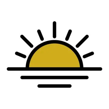 Sun set Icon in Flat Outline Style. Isolated on White Background Stock Illustration