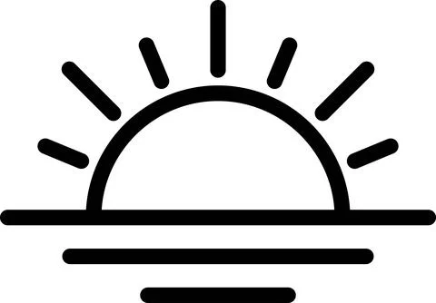 Sun set Icon in Line Art. Outline Style. Isolated on White Background Stock Illustration